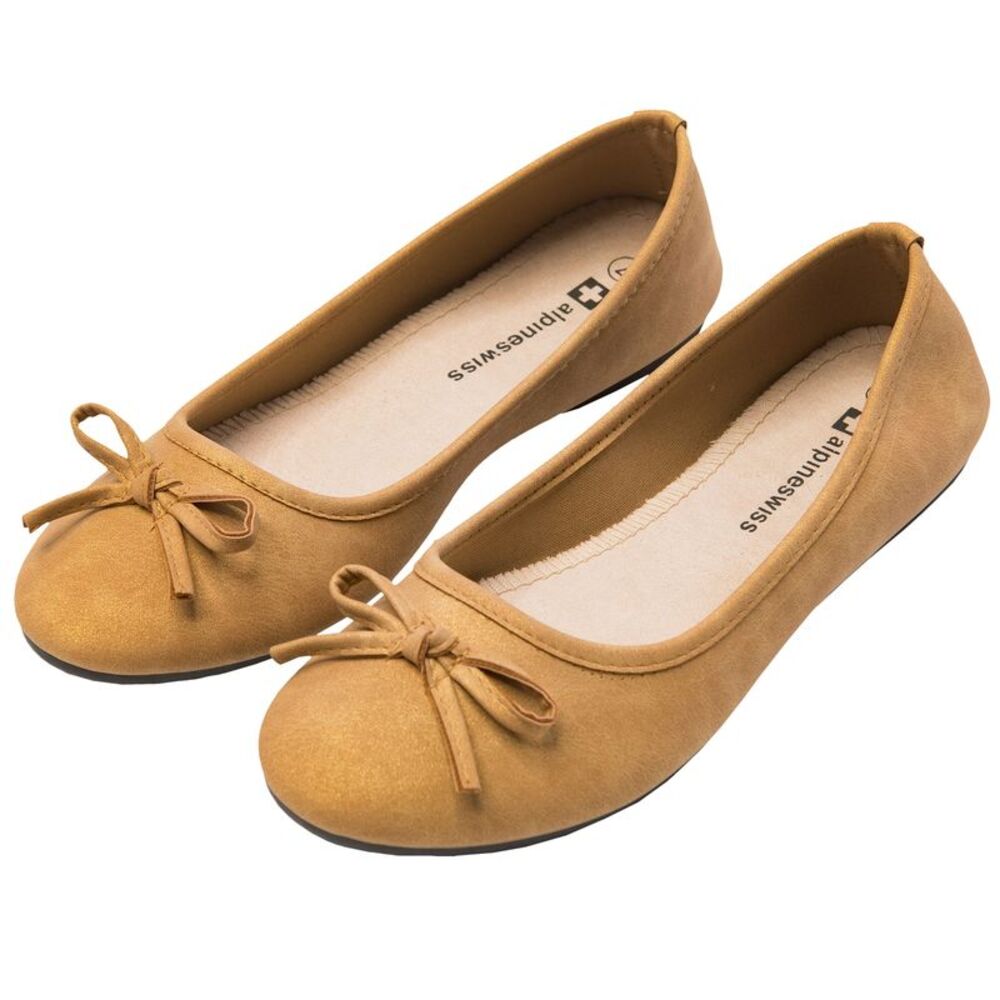 Alpine Swiss Polly Womens Bow Ballet Flats Round Toe Slip On Comfortable Shoes - Picture 4 of 5